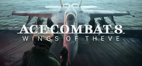 ACE COMBAT 8 title card displayed on a carrier deck